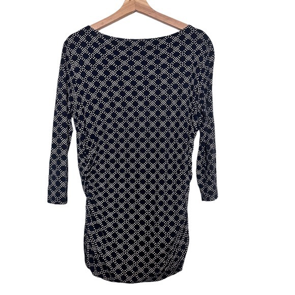 Boden Boatneck Ruched‎ Honeycomb Pattern top size 12 - Picture 2 of 9